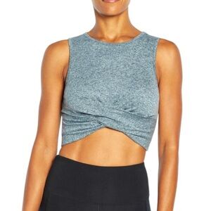 Zobha Women's Grey Sleeveless crop top with front twist